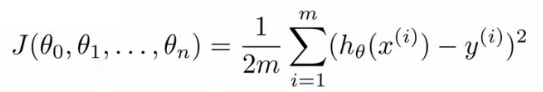 Cost function J(theta) for multivariate linear regression