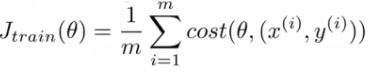 Overall cost function expressed as average of single example costs