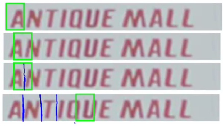 1D sliding window character segmentation