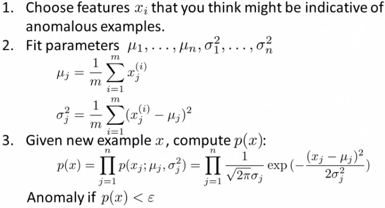 Anomaly detection algorithm steps summary