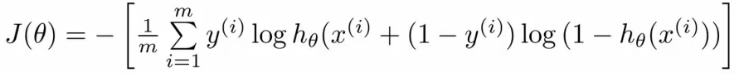 Unregularized logistic regression cost function