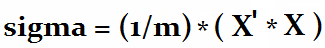 Octave code computing SVD of covariance matrix