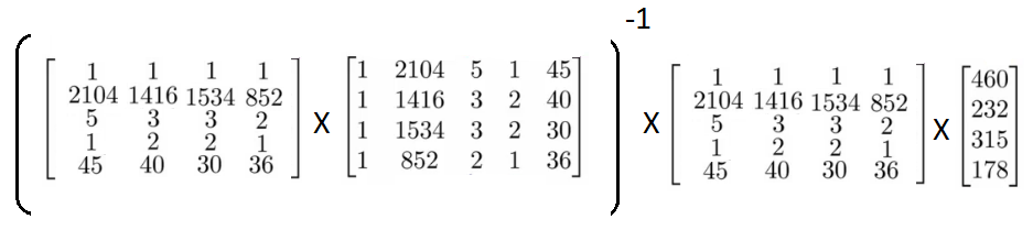 Normal equation matrix equation