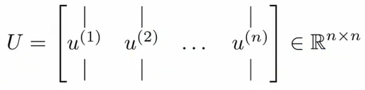 Matrix U showing selection of top k columns for Ureduce