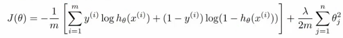 Regularized logistic regression cost function