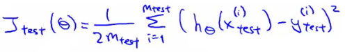 Test set error for linear regression formula