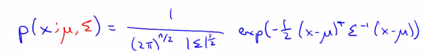 Multivariate Gaussian distribution probability density formula