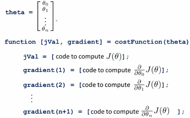 Octave options configuration and fminunc execution