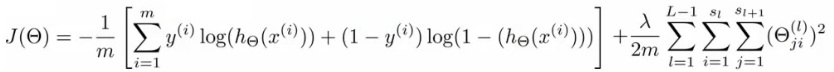 Cost function for single example