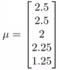 Mean vector mu computation