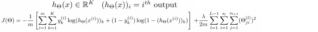 Neural network cost function