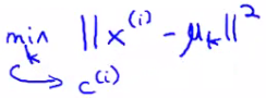 Cluster assignment distance formula