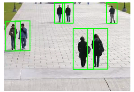 Pedestrians detected at multiple scales