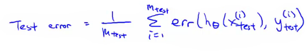 Test error using misclassification error