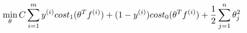SVM optimization objective using kernel similarity feature vector f