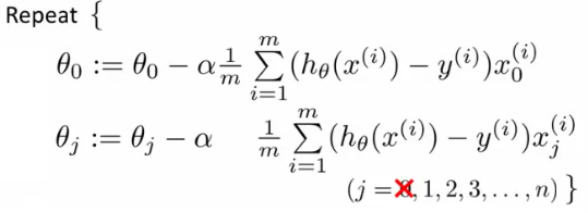 Gradient descent update step separating theta 0