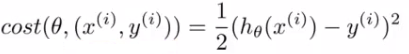 Cost function for a single example